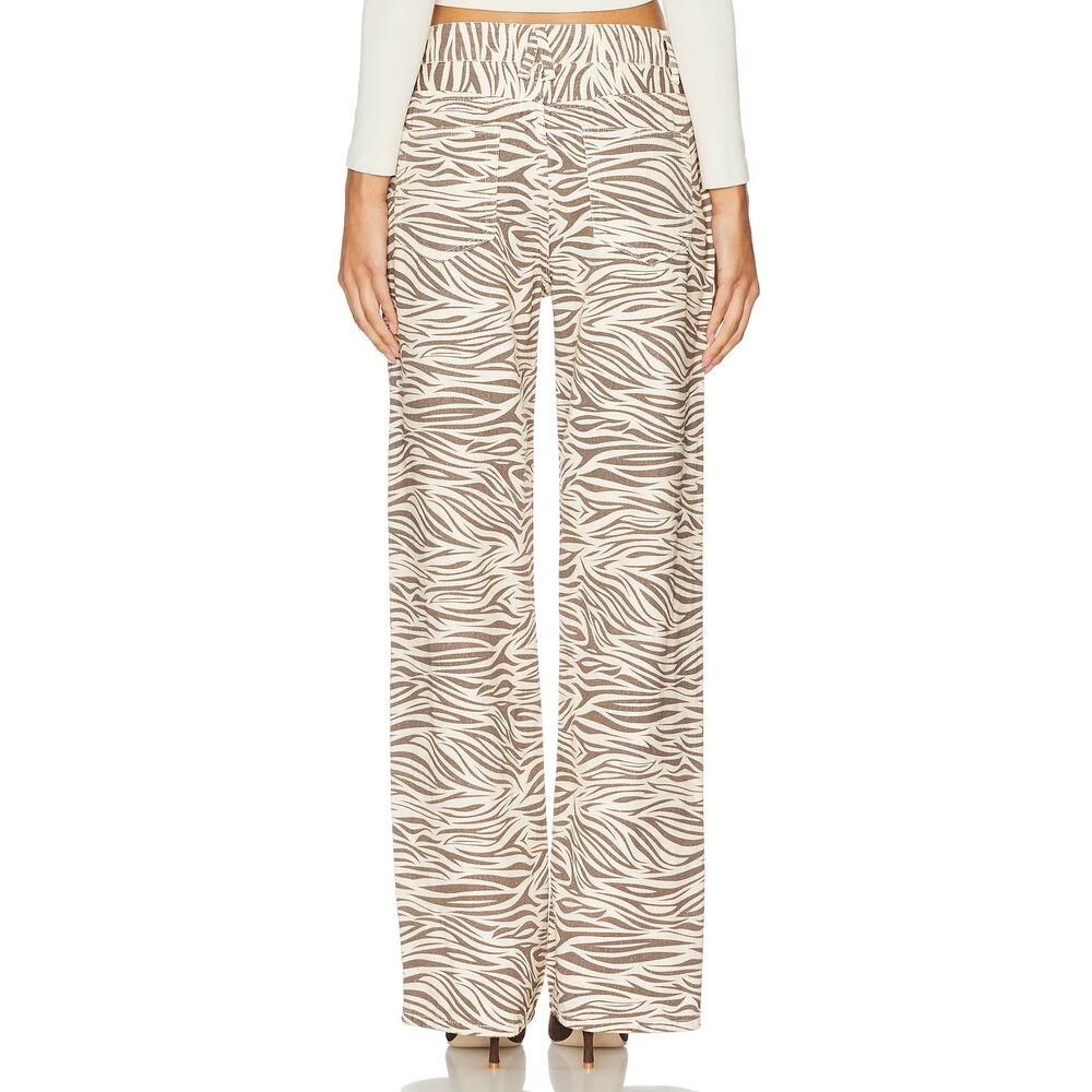 NWOT Lioness Top Model Denim Wide Leg Jeans Striped Pants Mid-Rise Zebra Size XL
